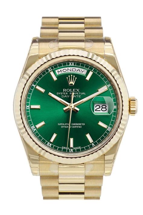 gold rolex presidential green dial|rolex day date gold green.